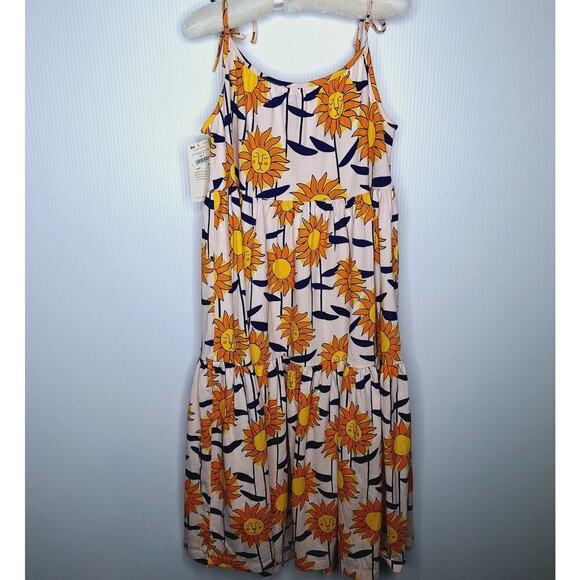 Tea Collection Tie Shoulder Tiered Dress African Sunflowers Girls 8 Summer - Picture 7 of 8